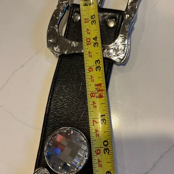 BB Simon ?Elegant black leather ??Real Swarovski  display picture 1